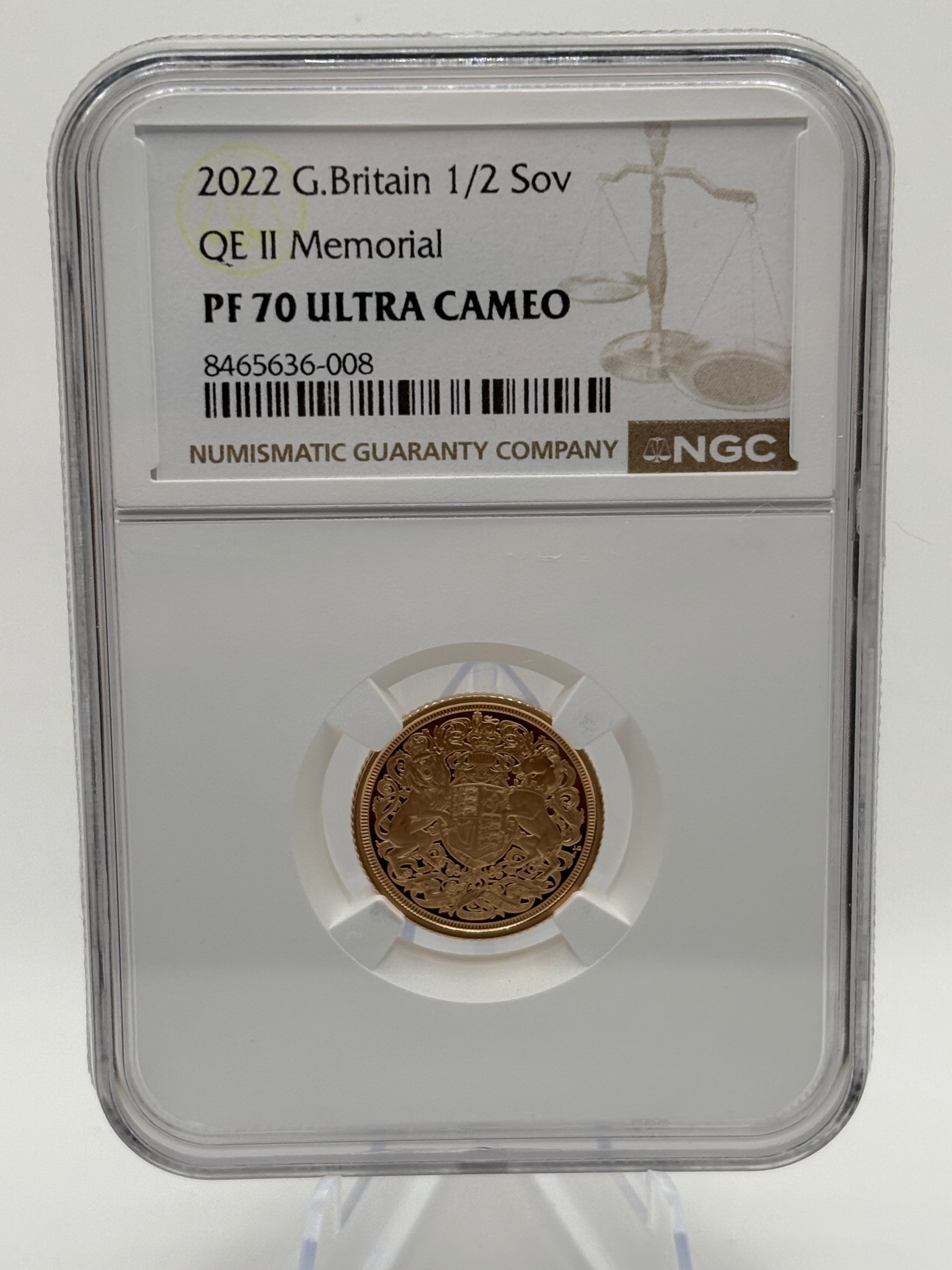 2022 Memorial Gold Proof Half Sovereign PF70 Ultra Cameo