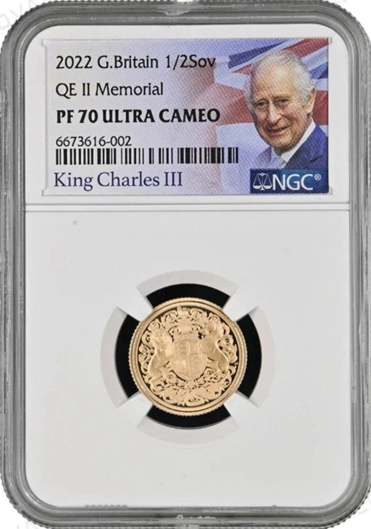 2022 Memorial Gold Proof Half Sovereign PF70 Ultra Cameo